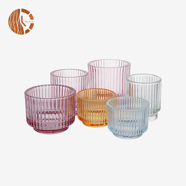 Thick Bottom Ribbed Glass Candle Jars